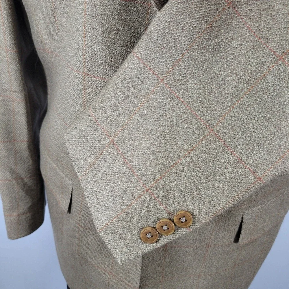 Brandini Le Collezioni Men Sport Coat Blazer Three Button Flannel Plaid Wool 42L
